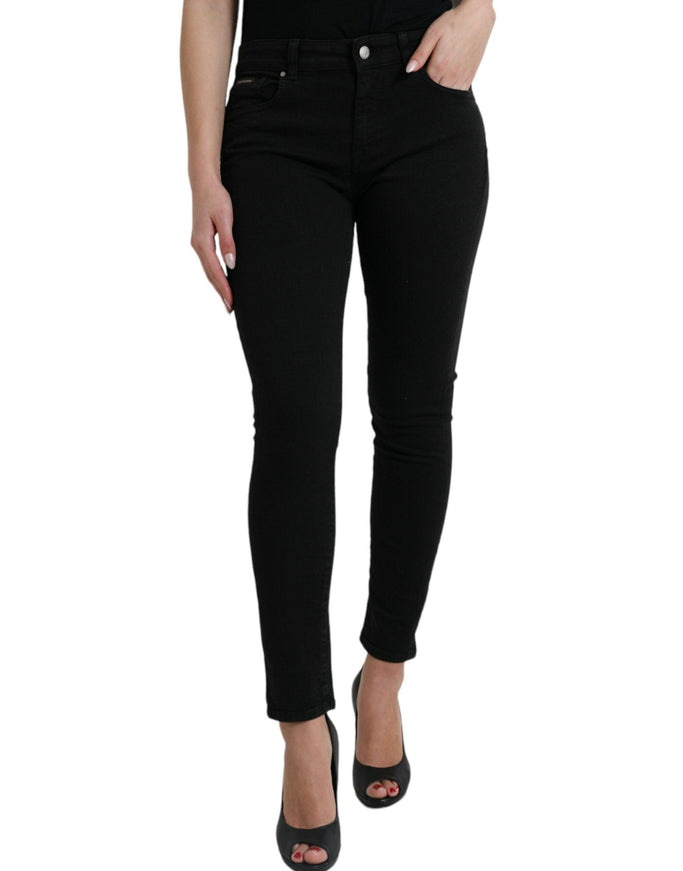 Dolce & Gabbana Black Cotton Mid Waist Skinny Denim Jeans - Ellie Belle