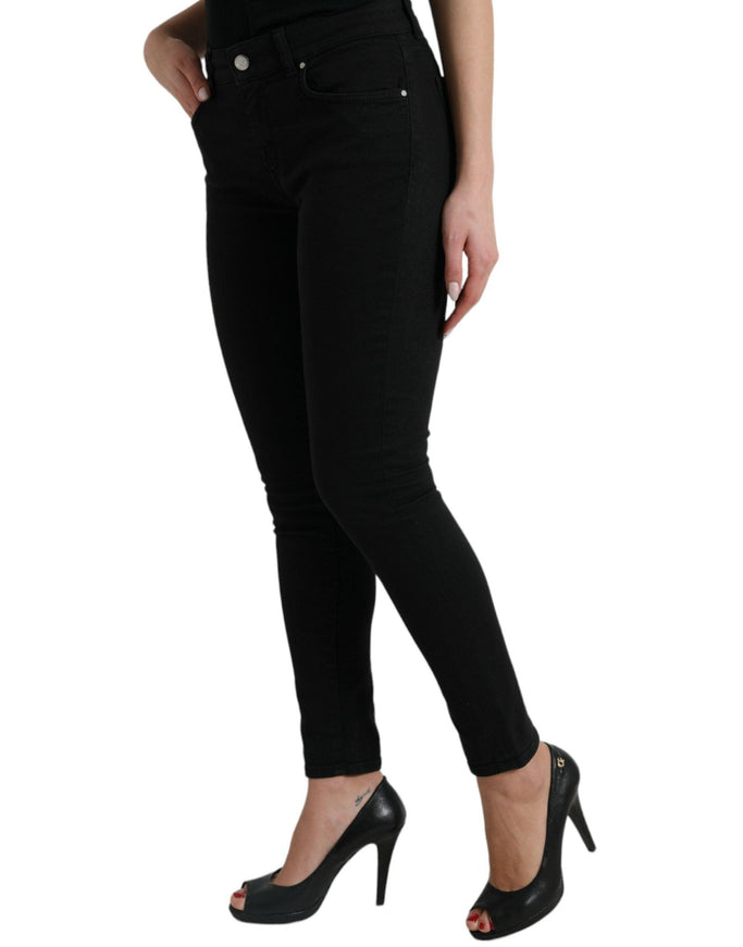 Dolce & Gabbana Black Cotton Mid Waist Skinny Denim Jeans - Ellie Belle