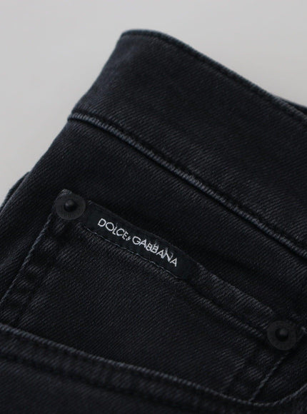 Dolce & Gabbana Black Cotton Patch Embroidery Denim Jeans - Ellie Belle