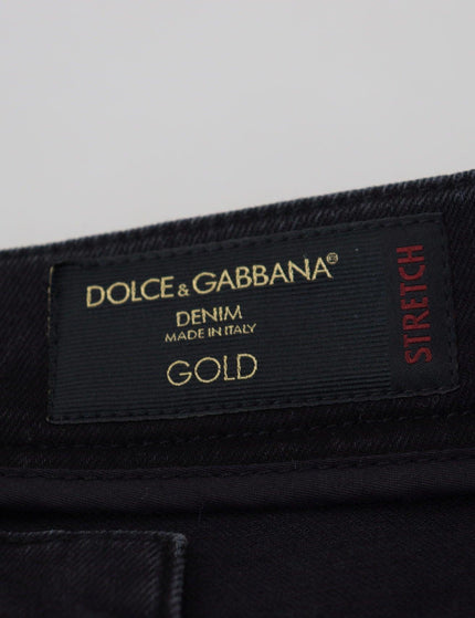 Dolce & Gabbana Black Cotton Patch Embroidery Denim Jeans - Ellie Belle