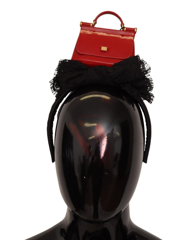 Dolce & Gabbana Black Cotton Red Hat Sicily Bag Headband Diadem - Ellie Belle