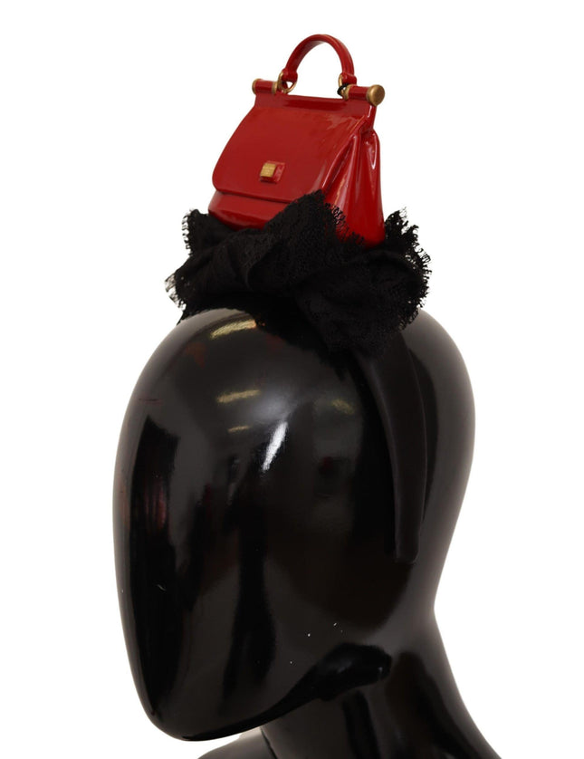 Dolce & Gabbana Black Cotton Red Hat Sicily Bag Headband Diadem - Ellie Belle