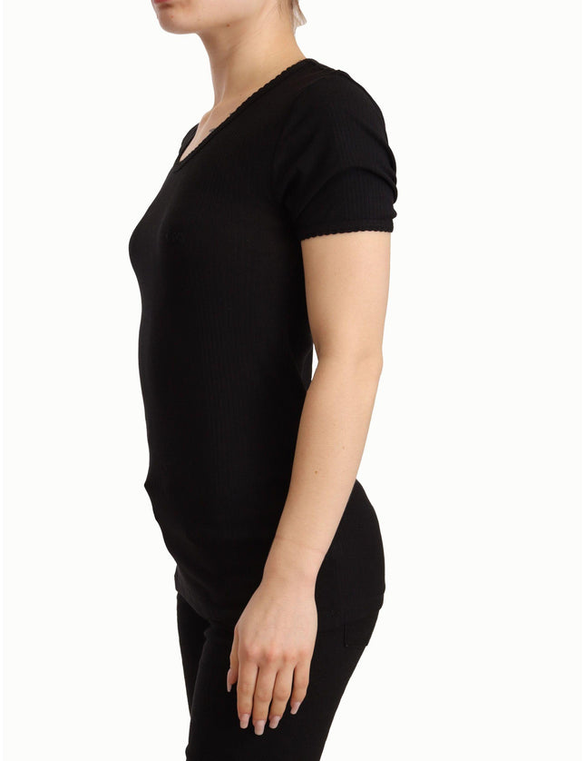 Dolce & Gabbana Black Cotton Round Neck Short Sleeves T-shirt Top - Ellie Belle