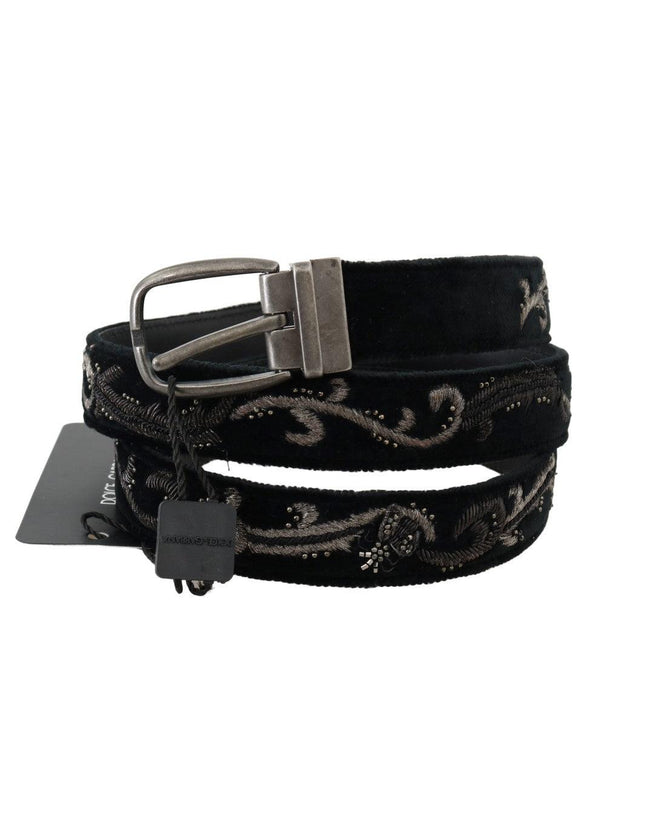 Dolce & Gabbana Black Cotton Royal Bee Embroidery Belt - Ellie Belle