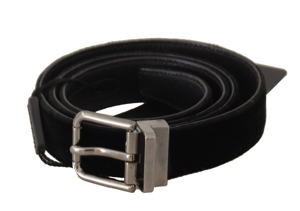 Dolce & Gabbana Black Cotton Silver Tone Metal Buckle Belt - Ellie Belle