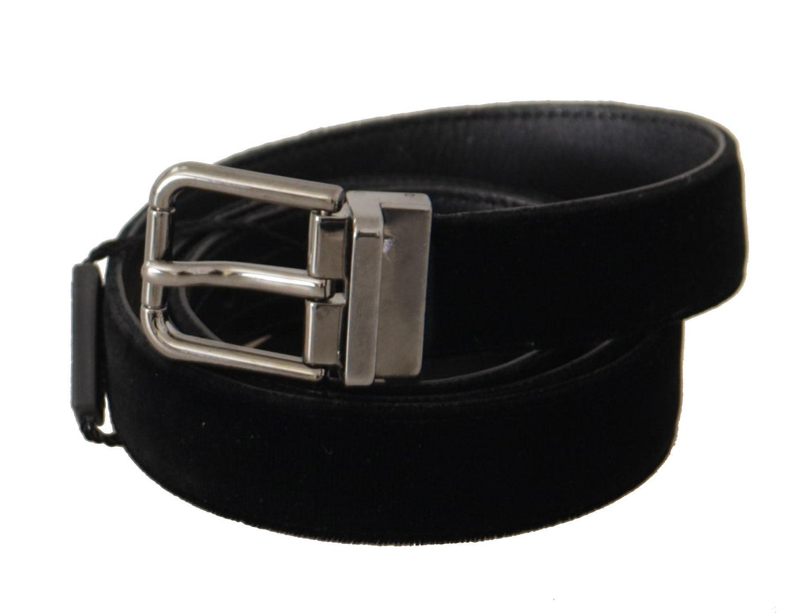 Dolce & Gabbana Black Cotton Silver Tone Metal Buckle Belt - Ellie Belle