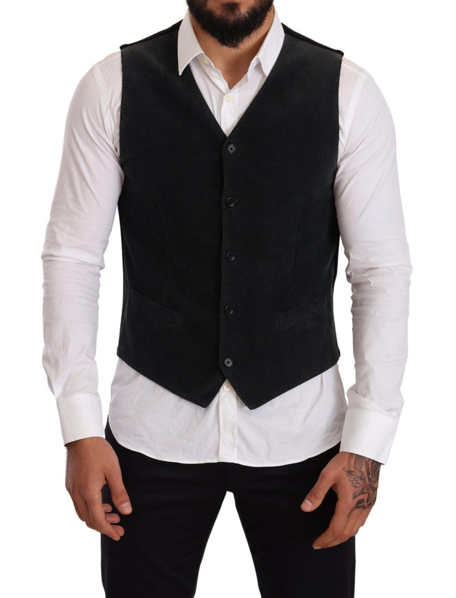 Dolce & Gabbana Black Cotton Single Breasted Waistcoat - Ellie Belle