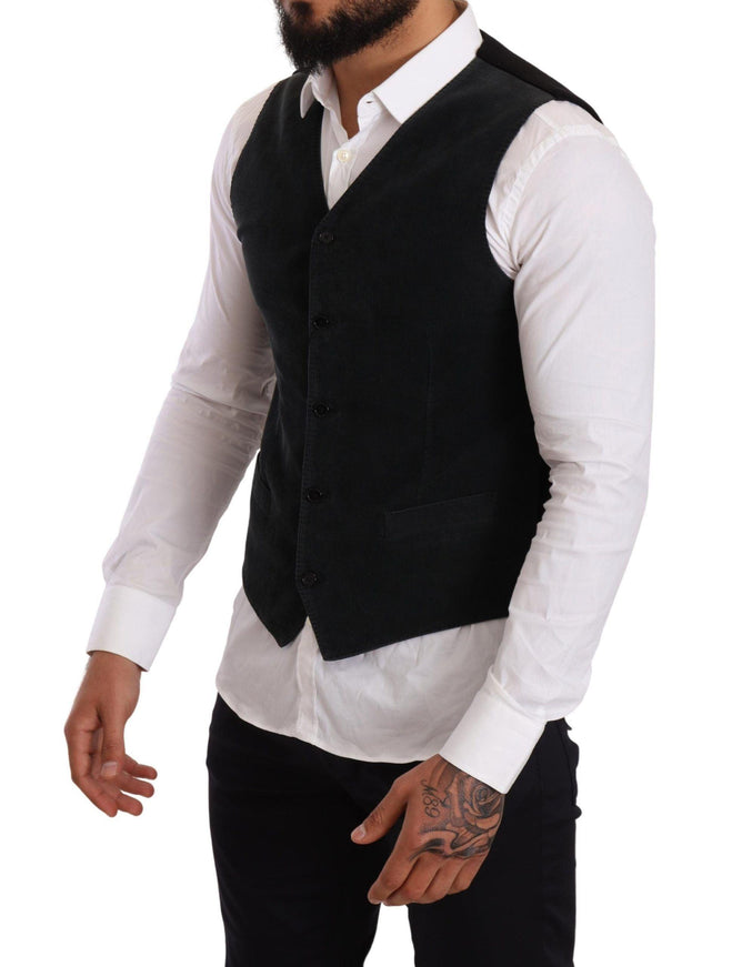 Dolce & Gabbana Black Cotton Single Breasted Waistcoat - Ellie Belle