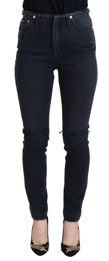 Dolce & Gabbana Black Cotton Skinny High Waist Denim Jeans - Ellie Belle