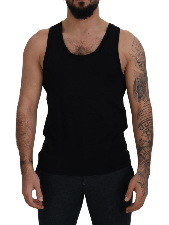 Dolce & Gabbana Black Cotton Sleeveless Men T-shirt - Ellie Belle