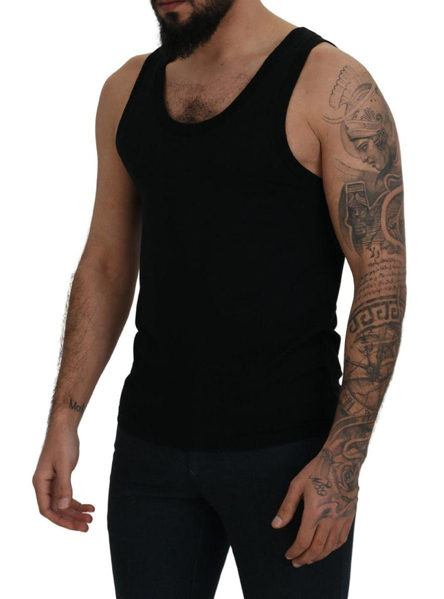 Dolce & Gabbana Black Cotton Sleeveless Men T-shirt - Ellie Belle