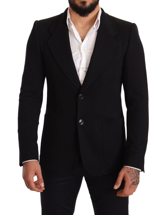 Dolce & Gabbana Black Cotton Slim Fit Coat Jacket Blazer - Ellie Belle
