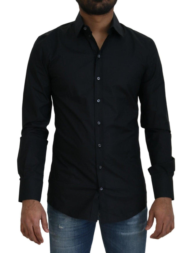 Dolce & Gabbana Black Cotton Slim Fit Dress Shirt - Ellie Belle