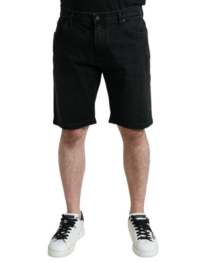 Dolce & Gabbana Black Cotton Stretch Bermuda Denim Shorts - Ellie Belle