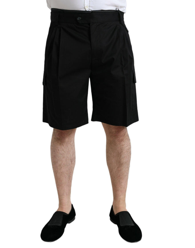 Dolce & Gabbana Black Cotton Stretch Cargo Bermuda Shorts - Ellie Belle