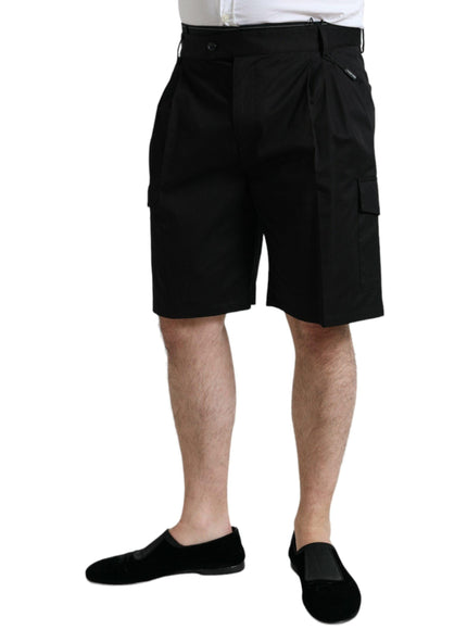 Dolce & Gabbana Black Cotton Stretch Cargo Bermuda Shorts