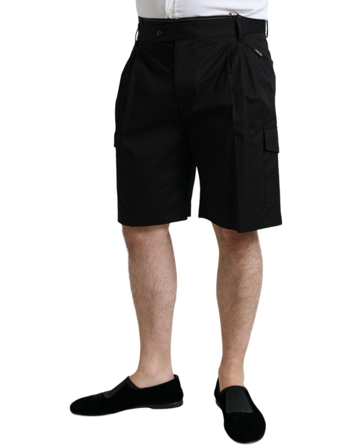 Dolce & Gabbana Black Cotton Stretch Cargo Bermuda Shorts - Ellie Belle