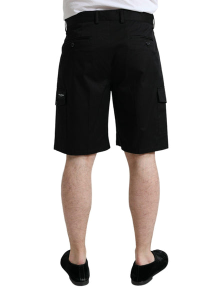 Dolce & Gabbana Black Cotton Stretch Cargo Bermuda Shorts