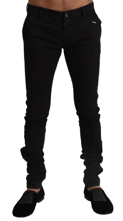 Dolce & Gabbana Black Cotton Stretch Slim Fit Skinny Pants - Ellie Belle