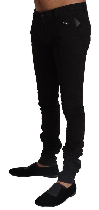 Dolce & Gabbana Black Cotton Stretch Slim Fit Skinny Pants - Ellie Belle