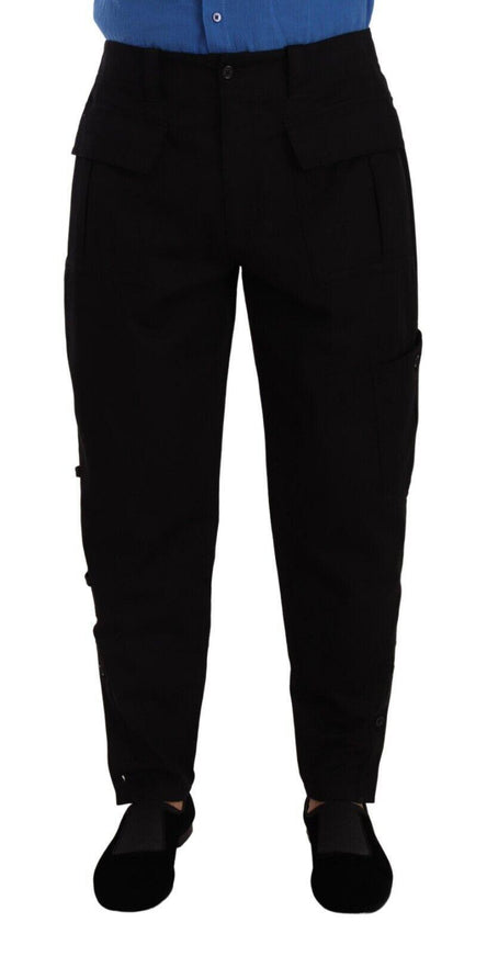 Dolce & Gabbana Black Cotton Stretch Tapered Cargo Pants - Ellie Belle