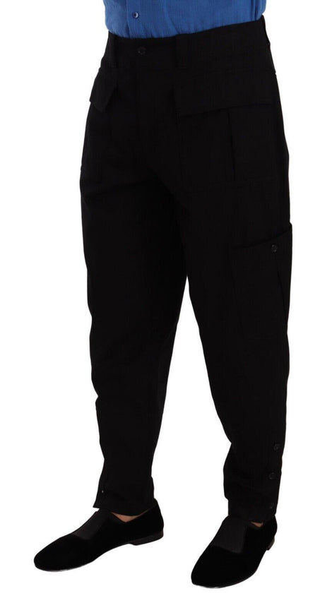 Dolce & Gabbana Black Cotton Stretch Tapered Cargo Pants - Ellie Belle