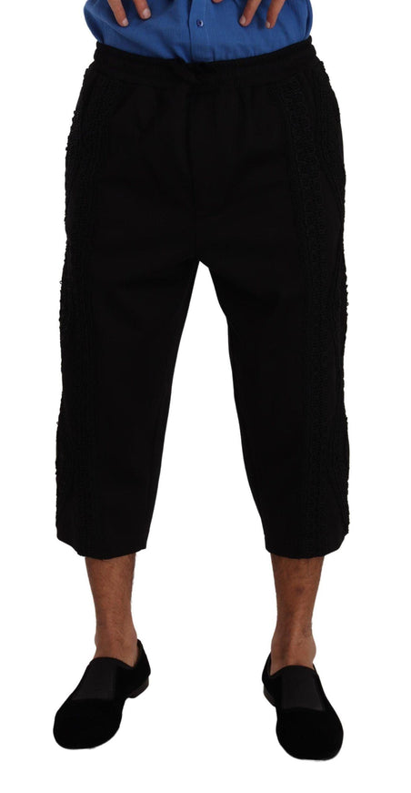 Dolce & Gabbana Black Cotton Torero Cropped Short Trouser Pants - Ellie Belle