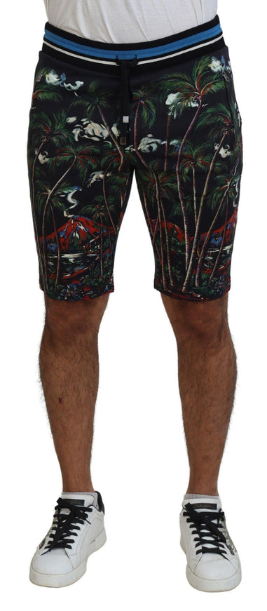 Dolce & Gabbana Black Cotton Volcano Print Casual Shorts - Ellie Belle