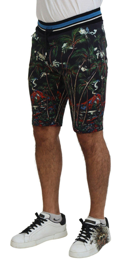 Dolce & Gabbana Black Cotton Volcano Print Casual Shorts - Ellie Belle