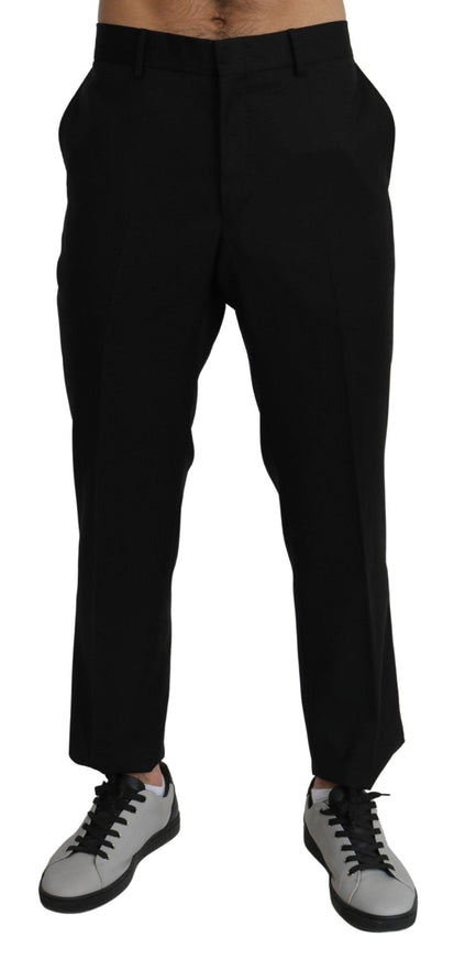 Dolce & Gabbana Black Cotton Wool Formal Dress Pants - Ellie Belle