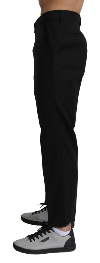 Dolce & Gabbana Black Cotton Wool Formal Dress Pants - Ellie Belle