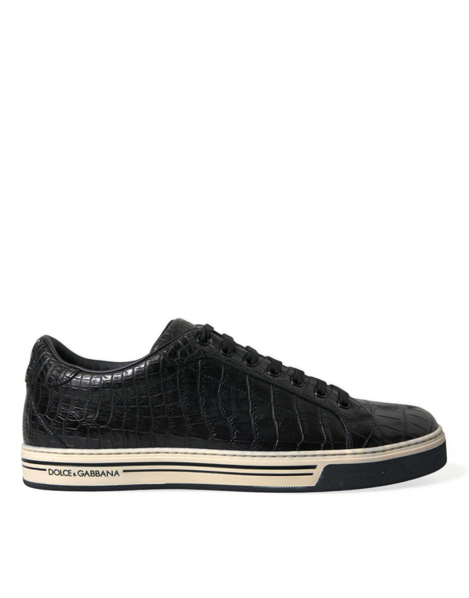 Dolce & Gabbana Black Croc Exotic Leather Men Casual Sneakers Shoes - Ellie Belle