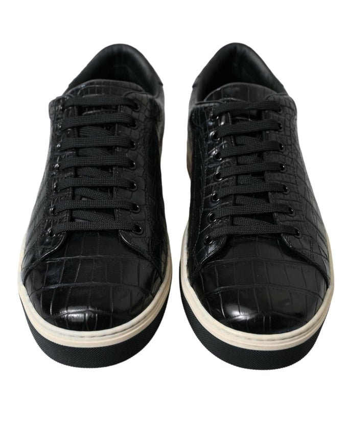 Dolce & Gabbana Black Croc Exotic Leather Men Casual Sneakers Shoes - Ellie Belle