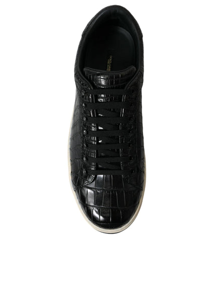 Dolce & Gabbana Black Croc Exotic Leather Men Casual Sneakers Shoes - Ellie Belle
