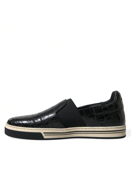 Dolce & Gabbana Black Croc Exotic Leather Sneakers Shoes - Ellie Belle