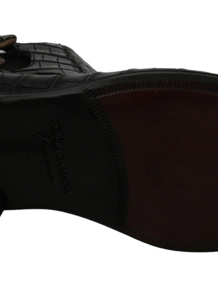 Dolce & Gabbana Black Crocodile Leather Derby Boots Shoes - Ellie Belle