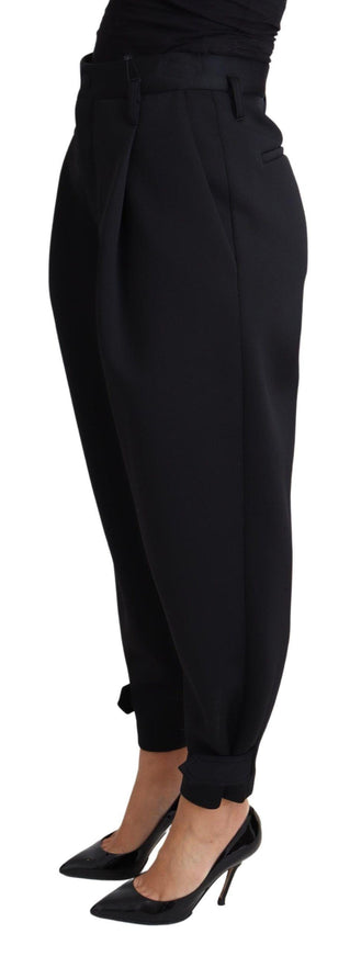 Dolce & Gabbana Black Cropped Dress High Waist Polyester Pants - Ellie Belle