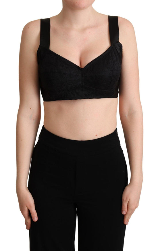 Dolce & Gabbana Black Cropped Silk Stretch Bustier Top - Ellie Belle