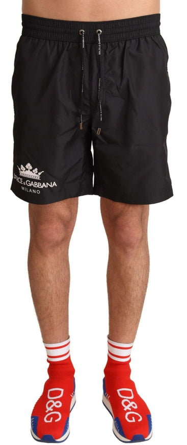 Dolce & Gabbana Black Crown Mens Beachwear Swimwear Shorts - Ellie Belle