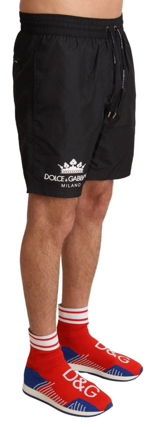 Dolce & Gabbana Black Crown Mens Beachwear Swimwear Shorts - Ellie Belle