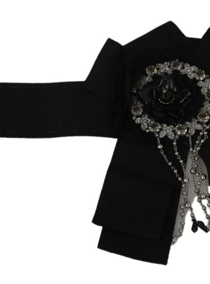 Dolce & Gabbana Black Crystal Brooch Wide Wai SATORIA Belt