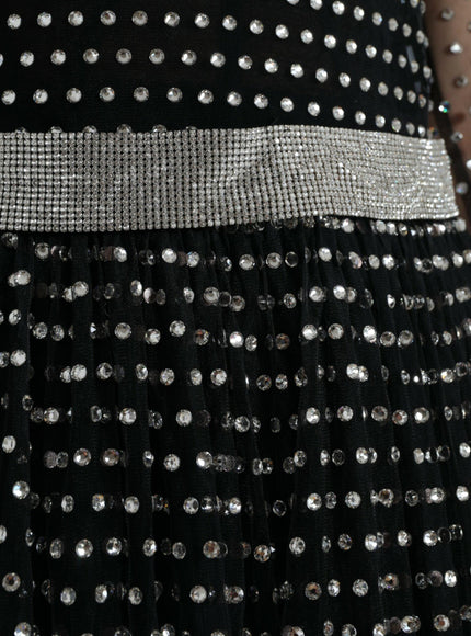 Dolce & Gabbana Black Crystal Embellished A-line Gown Dress - Ellie Belle