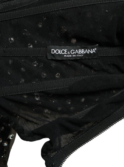 Dolce & Gabbana Black Crystal Embellished A-line Gown Dress - Ellie Belle