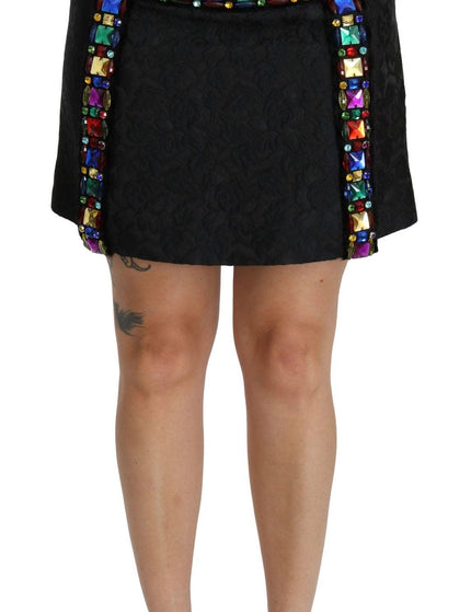 Dolce & Gabbana Black Crystal Embellished High Waist Skirt - Ellie Belle