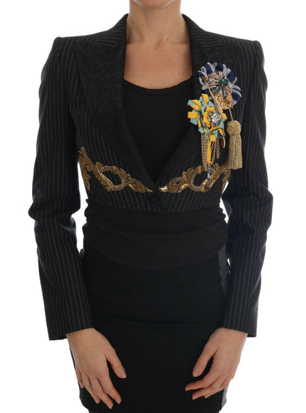 Dolce & Gabbana Black Crystal Fairy Tale Blazer Jacket