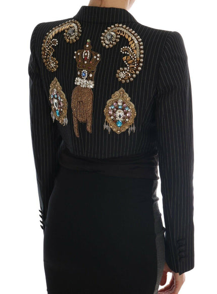 Dolce & Gabbana Black Crystal Fairy Tale Blazer Jacket