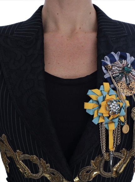 Dolce & Gabbana Black Crystal Fairy Tale Blazer Jacket