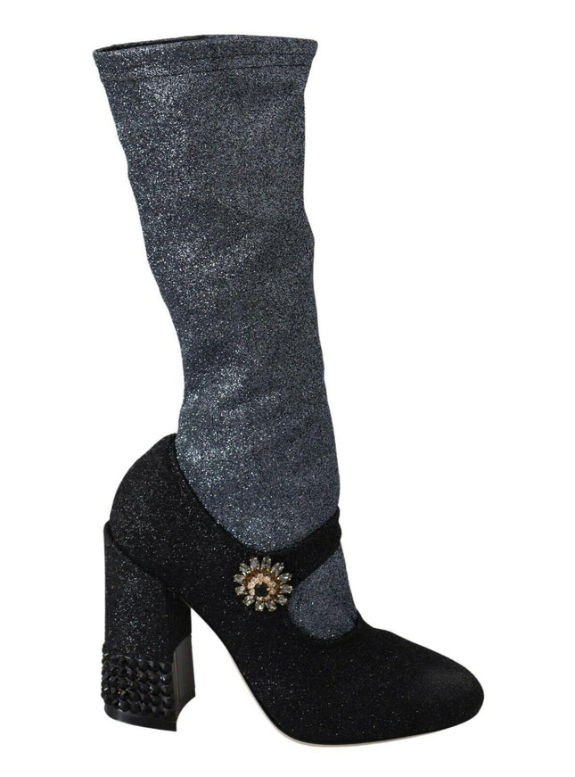 Dolce & Gabbana Black Crystal Mary Janes Booties Shoes - Ellie Belle