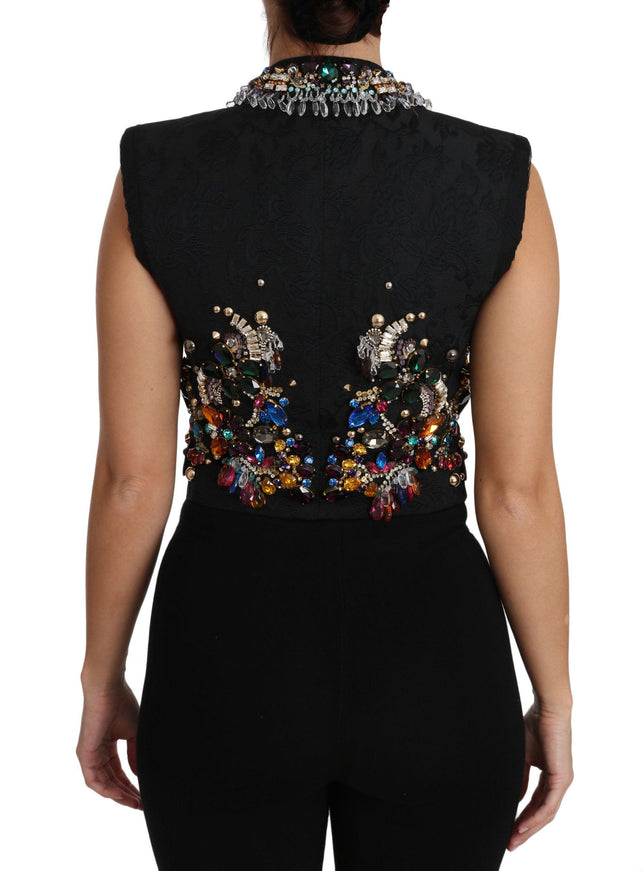 Dolce & Gabbana Black Crystal Sicily Vest Waistcoat