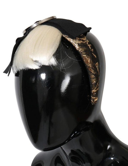 Dolce & Gabbana Black Crystal White Diadem Headband - Ellie Belle